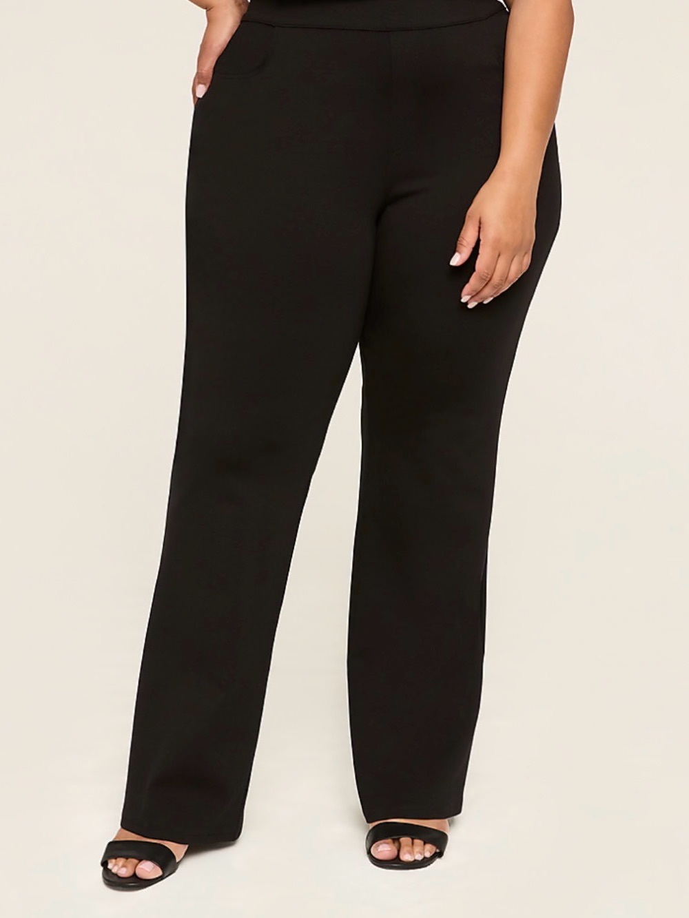 Lane Bryant Women's 24 Plus Black Ponte Straight Leg Mid-Rise Dress Pants Solid